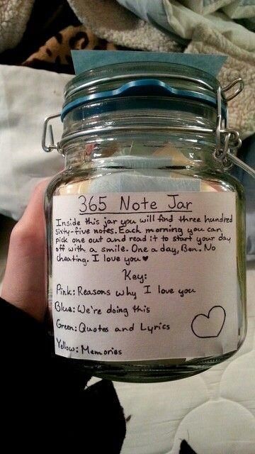 365 Note Jar, 5 Senses Gift For Boyfriend, Gifts For Boyfriend Long Distance, Valentijnsdag Diy, Diy Valentine Gifts For Boyfriend, Birthday Recipes, 365 Jar, Saint Valentin Diy, Hadiah Valentine