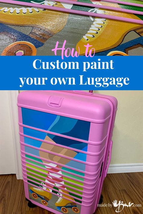 Painting Suitcases Diy Ideas, Therapeutic Painting, Painted Suitcase, Old Luggage, Reuse Recycle Repurpose, Diy Suitcase, Hard Suitcase, Paint Tutorial, Diy Luggage