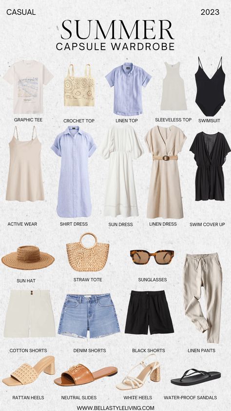 Clothes For Summer For Women, Beachy Capsule Wardrobe, Chic Summer Capsule Wardrobe, Bahamas Capsule Wardrobe, Summer Beach Wardrobe, Nautical Capsule Wardrobe, Summer Weekend Capsule Wardrobe, Euro Summer Wardrobe, Clothes For Summer Vacation