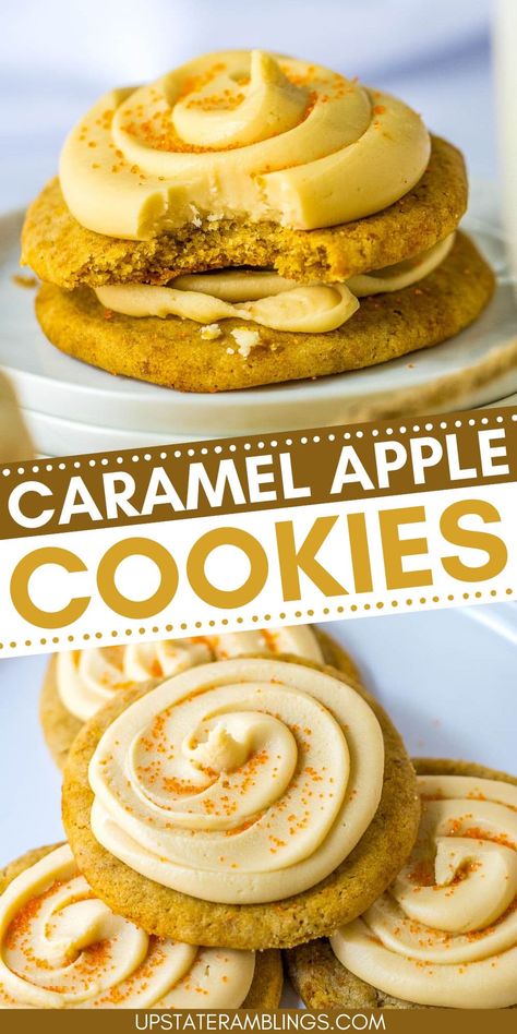 Craving a perfect fall treat? These Caramel Apple Cookies combine the rich flavors of caramel and the crisp sweetness of apples for a delightful autumn dessert. Easy to make and absolutely delicious, they're sure to become a favorite in your household. Apple Crinkle Cookies, Carmel Apple Cookies Crumbl, Carmel Apple Cookie Recipes Easy, Apple Caramel Cookies, Caramel Apple Cookies Recipes, Caramel Apple Recipes, Autumn Treats, Apple Cookies Recipes, Caramel Dessert Recipes