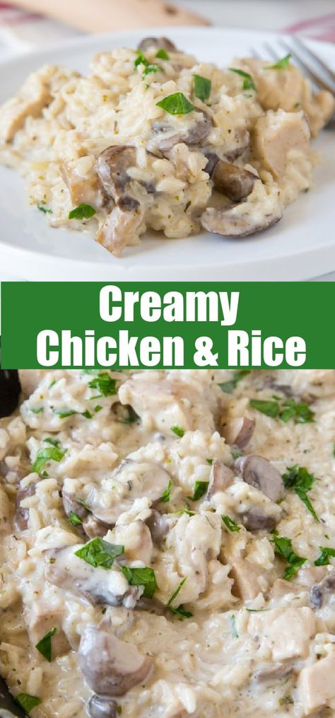 Easy One Pan Dinner, Cream Of Mushroom Chicken, Creamy Mushroom Chicken, Chicken Over Rice, Creamy Chicken And Rice, Chicken And Rice Casserole, Chicken And Mushroom, Rice Casserole Recipes, One Pan Dinner