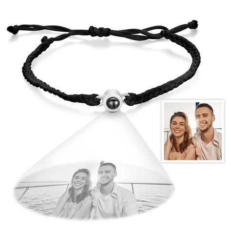 GlimmerandGlassWorld - Glimmer and Glass World - Etsy Bracelets Name, Photo Projection Bracelet, Braided Rope Bracelet, Name Bracelets, Christmas Gifts For Couples, Rose Gold Beads, Bracelet Simple, Photo Pendant, Anniversary Gifts For Couples