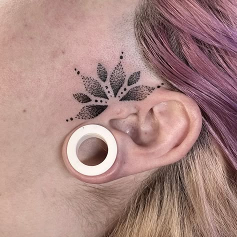 For all booking enquires and questions please contact the ‘By Anonymous’ page #tattoo #tattoos #tattooart #tattoodesign #artist #scottish #tattooidea #inkedup #sketch #girl #tattoolife #tattooink #ink #inked #killerink #jobstopper #uk Honeycomb Tattoo Behind Ear, Around Ear Tattoo, Small Female Face Tattoo, Side Of Face Tattoo Women, Ying Yang Tattoo Behind Ear, Woman Sideburn Tattoo, Ashnikko Tattoo, Small Mandala Ear Tattoo, Simple Face Tattoos For Women