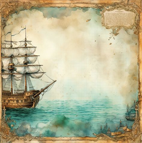 Vintage Notes Aesthetic, Pirate Ship Background, Ship Background, Sea Decoration, Assignment Ideas, Maps Aesthetic, Vintage Notes, Furniture Craft, Egypt Culture