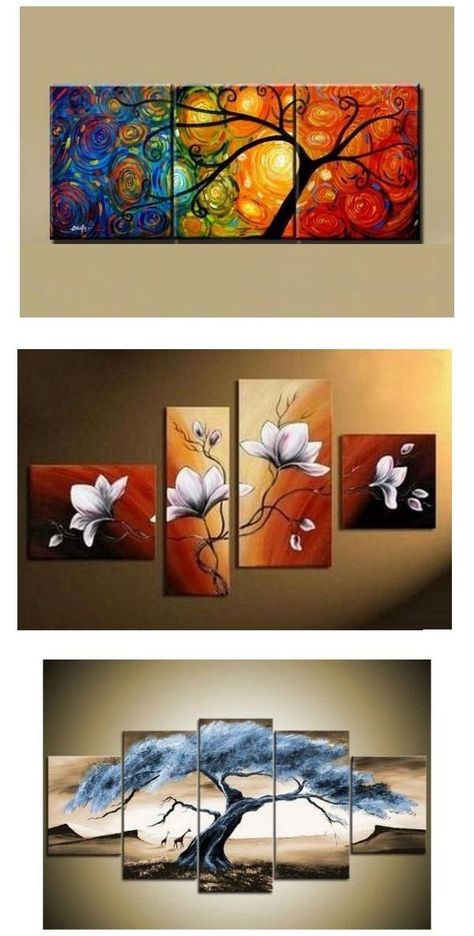 Large Canvas Art Diy, Multi Panel Canvas Painting, Multiple Canvas Paintings, Tree Of Life Painting, Abstract Wall Art Painting, Large Canvas Painting, Canvas For Beginners, Hand Painted Wall Art, 3 Piece Canvas Art