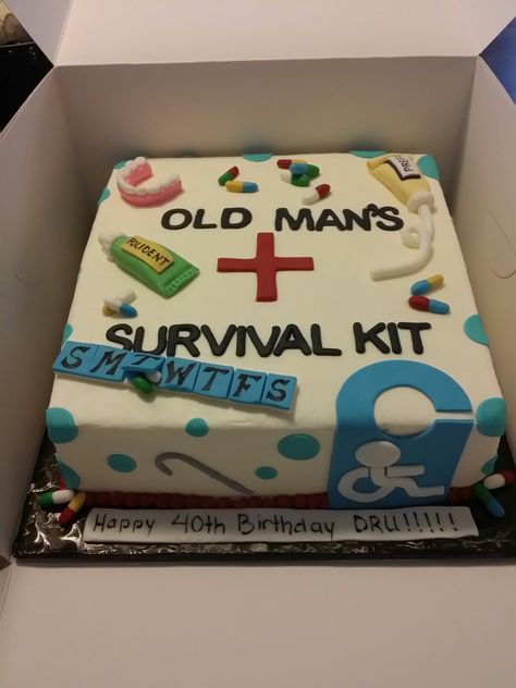 90th Birthday Cake Ideas For Men, Mens Birthday Cake Ideas Guys Fun, Cake For Old Man, Themed 40th Birthday Party Ideas, 40th Birthday Cake For Men Funny, Old Man Birthday Cake, Birthday Party Ideas Black, Old Man Cake, Depends Cake