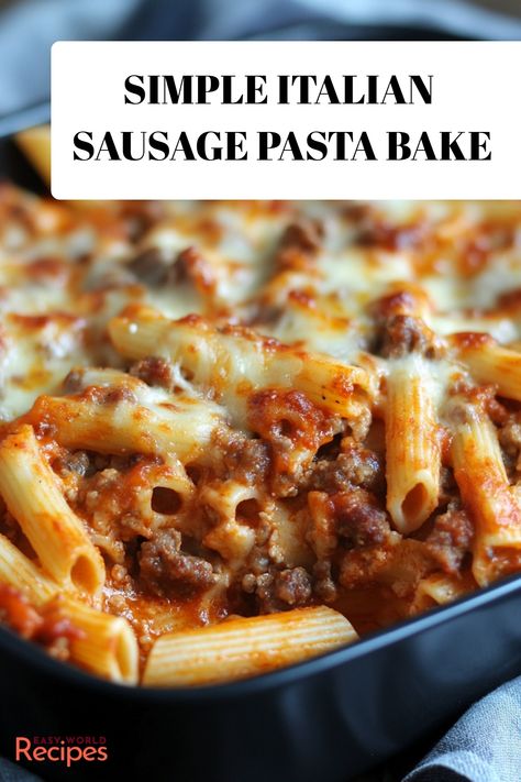 Sausage Pasta Bake is a comforting and hearty recipe that’s perfect for weeknight dinners or a family-friendly meal. Sausage Pasta Recipes Easy, Ground Italian Sausage Recipes, Italian Meat Dishes, Italian Sausage Pasta Bake, Italian Sausage Recipes Pasta, Easy Sausage Recipes, Ground Sausage Recipes, Sausage Pasta Bake, Sausage Recipes For Dinner