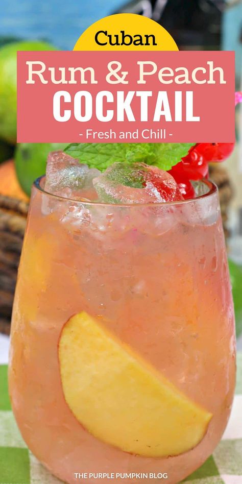 Peach Schnapps Drinks, Peach Cocktail Recipe, Peach Rum, Rum Drinks Recipes, Peach Cocktail, Peach Drinks, Rum Cocktail Recipes, Yummy Alcoholic Drinks, Mixed Drinks Alcohol