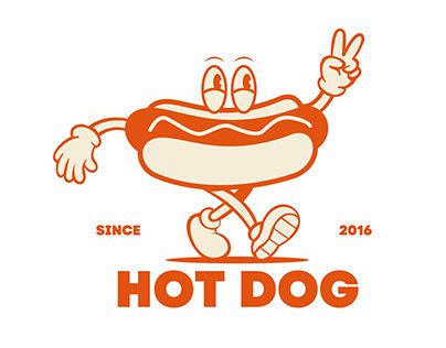 Vintage Hot Dog Illustration, Hot Dog Illustration Design, Cartoon Hot Dog, Hot Dog Branding, Hot Dog Logo, Burger Character, Hot Dog Illustration, Hot Dog Cartoon, Arms Illustration