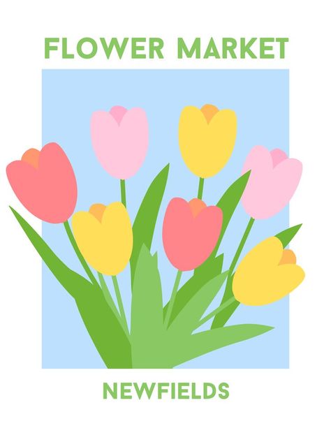 Y2k Flower Painting, Flower Market Tulips, Flower Market Illustration, Tulip Poster, Tulip Illustration, Diy Tableau, Diy Photo Booth Props, Printable Wall Collage, Colorful Room Decor