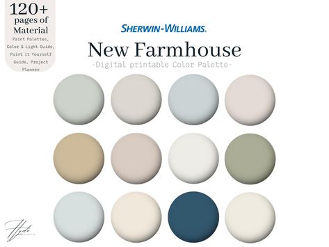 Farmhouse Paint Palette Sherwin Williams Colors House Paint - Etsy Farmhouse Color Palette, Sherwin Williams Color Palette, Cottage Interior Design, Color Paints, Retirement House, Interior Colors, Sherwin Williams Colors, Farmhouse Paint, Farm House Colors