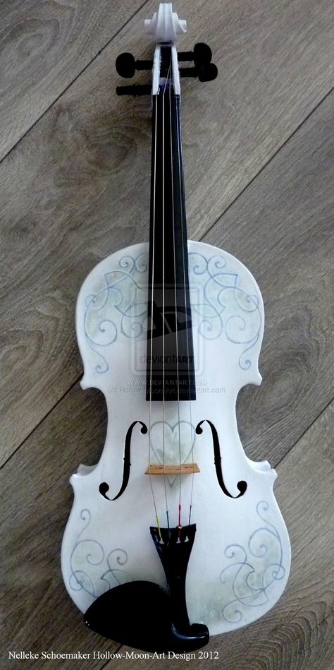 Handpainted violin design 1 by Hollow-Moon-Art on DeviantArt White Violin, Cool Violins, Violin Instrument, Violin Design, Violin Art, Instruments Art, Orchestra Music, Electric Violin, Learn Violin