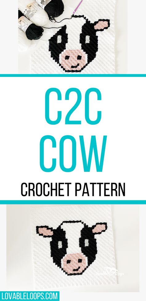 Crochet Cow Potholder, C2c Graphgan Charts Free, Crochet Cow Blanket, Crochet Pattern Free Easy, Crochet Blanket Chart, Crochet Cow Pattern, Cow Crochet Pattern, Crochet Farm, C2c Patterns