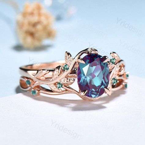 Blue Sapphire Wedding Ring Set, Leaf Wedding Ring Set, Twig Engagement Ring Set, Emerald Wedding Rings Set, Sapphire Wedding Ring Set, Blue Sapphire Wedding Ring, Leaf Wedding Rings, Rose Gold Bridal Set, Branch Engagement Ring