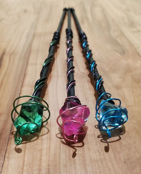 Princess Wand Fairy Wand Queen Wand Blue Wand Purple Wand - Etsy Pretty Wand, Pink Wand, Black Wizard, Wand Magic, Princess Wands, Witch Wand, Wizard Wand, Diy Wand, Fairy Wands