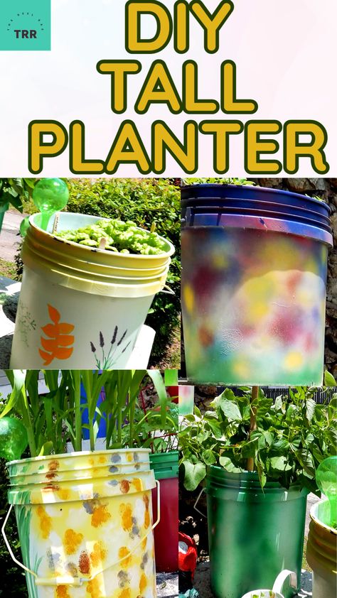 Decorate 5 Gallon Bucket Ideas, 5 Gallon Bucket Planter Ideas, Cheap Planters, Side Ideas, Diy Bucket, 5 Gallon Buckets, Old Bucket, Bucket Ideas, Bucket Planters