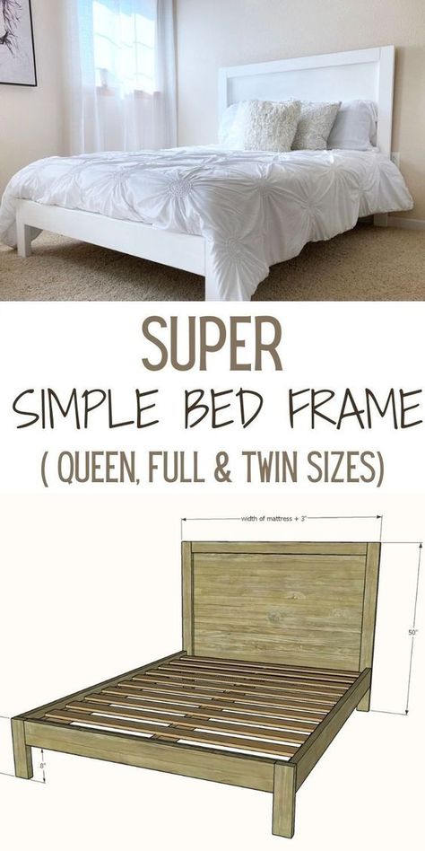 Diy Full Size Platform Bed Plans, Easy To Make Bed Frames, Diy Double Bed Frame Plans, Simple Full Size Bed Frame, Queen House Bed Frame Diy, Make A Platform Bed Easy Diy, 2x4 Full Size Bed Frame Diy, Simple Full Bed Frame, Diy Twin Bed Frame With Headboard