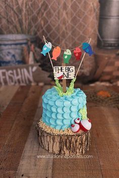 Fishing Themed Birthday Party, Savory Cakes, Fishing Birthday Party, Boys First Birthday Party Ideas, First Birthday Cake Topper, Fishing Birthday, Baby Boy 1st Birthday, First Birthday Cakes, Boy First Birthday