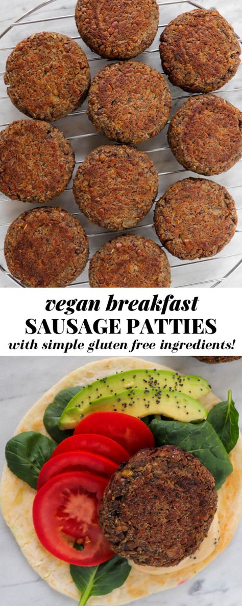 These vegan sausage patties with apple, molasses and lentils are the absolute BEST addition to your weekend breakfast board. This vegan breakfast sausage patties recipe is 100% gluten free, egg free and packed with fibre! #glutenfreerecipes #veganbreakfast #breakfastsausage Oatmeal Sausage Patties, Vegan Lentil Sausage Patties, Vegan Lentil Sausage, Gluten Free Vegan Sausage, Vegan Lentil Breakfast, Meatless Patty Recipes, Lentil Breakfast Sausage, Black Bean Sausage Patties, Vegan Breakfast Sausage Patties