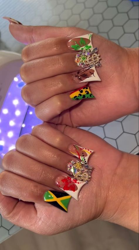 Exotic Duck Nails, Different Design Nails, Jamaica Nails, Freestyle Nails, Don't Know What To Wear, Styles Dress, Hard Nails, Duck Nails, Drip Nails