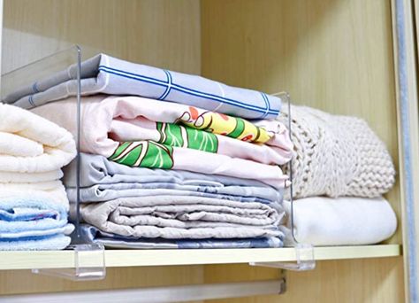 Not only are these sweater organization tips going to help you keep everything in order, but they’ll give you more closet space and help your sweaters last even longer. Find my top closet organization hacks to keep your home tidy and organized. | home organization ideas | home organization declutter | home organization diy | organization ideas for the home | organization hacks bedroom | organization hacks | organization tips for the home | organize and declutter home | organize and clean Craft Shelf, Shelf Pantry, Wood Closet Shelves, Closet Shelf Dividers, Bedroom Organizer, Wide Shelves, Shelf Divider, Craft Shelves, Kitchen Cabinet Shelves