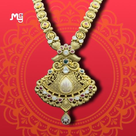 Discover the exquisite Indian gold necklace, boasting intricate filigree work and adorned with vibrant gemstones, exemplifying the rich craftsmanship and heritage of traditional Indian jewelry. Uncover the timeless beauty of our collection and secure your perfect piece today at Mohini Gems ‘N’ Jewels✨✨ . . . . (gold necklace, gemstones, gold jewelry, necklace) #goldjewellery #gold #jewellery #jewelry #indianjewellery #bridaljewellery #diamondjewellery #goldjewelry #jewellerydesign #fashion #... Indian Gold Necklace, Gold Necklace Indian, Traditional Indian Jewellery, Gold Jewelry Necklace, Traditional Indian, Indian Jewellery, Gold Jewellery, Jewelry Necklace, Indian Jewelry