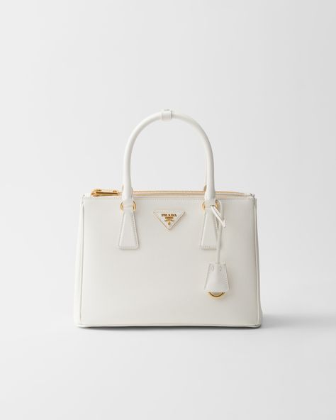 White Medium Prada Galleria Saffiano Leather Bag | PRADA Cute Nails White, Aesthetic Language, Prada Galleria Bag, Prada Galleria, Bag Prada, Nails White, An Aesthetic, White Summer, Cute Nails