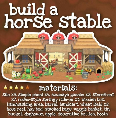 Horse Stables Design, Acnh Cottagecore, Tin Bucket, Animals Crossing, Animal Crossing Funny, Animal Crossing Guide, Horse Stable, Animal Crossing Wild World, Island Theme