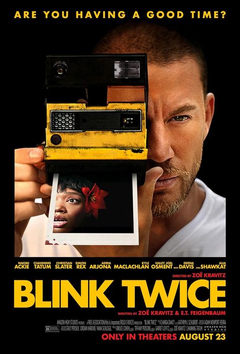 BLINK TWICE (2024) Eion Bailey, Alia Shawkat, Cocktail Waitress, Geena Davis, Fundraising Gala, Christian Slater, Movies By Genre, Most Popular Movies, Zoe Kravitz