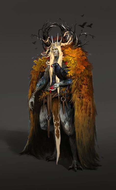 ArtStation - King of the autumn forest, Kaines Elande Gato Anime, 다크 판타지, Manama, Dungeons And Dragons Characters, Dnd Art, Fantasy Monster, Creature Concept Art, Arte Fantasy, Autumn Forest