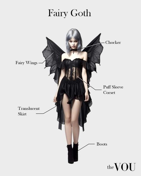 Black Fairy Aesthetic Costume, Goth Renfaire Outfits, Dark Fairy Inspired Outfit, Victorian Goth Hair, Emo Fairy Costume, Dark Fairy Hairstyles, Gothic Fairy Outfit, Dark Fairy Hair, Enchanted Outfit Ideas