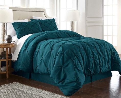 Pintuck Bedding, Pintuck Comforter, Teal Comforter, Pintuck Duvet Cover, Beautiful Bed Designs, Gray Bedding, Bedding Comforter, Comforter Bedding Sets, Quilt Comforter