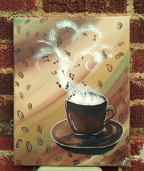 Coffee Lover Painting, Coffee Painting Ideas, Coffee Painting Canvas, Auction Themes, Couple Painting, Coffee Painting, Coffee Theme, Oil Pastel Art, Fall Deco