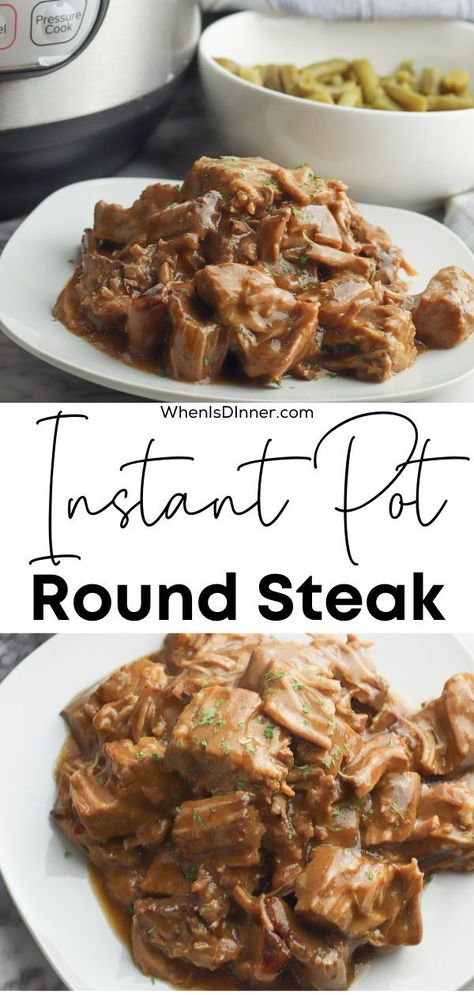 Beef Tenderized Round Steak Recipes Instant Pot, Instant Pot Tenderized Round Steak, Round Steak Recipes Instapot, Instant Pot Round Steak And Gravy, Bottom Round Instant Pot, Instant Pot Round Steak Recipes Easy, Instapot Round Steak Recipe, Steak Round Eye Recipes, Round Steak Pressure Cooker