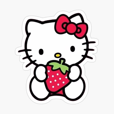 Cute strawberry character sticker. Perfect for your planner, journal, or laptop. #ootd #kawaii . #Hello_Kitty_Topper_Printable #Hello_Kitten #Hello_Kitty_Printables #Cute_Laptop_Stickers Hello Kitty Topper Printable, 2000s Stickers, Strawberry Character, Hello Kitty Desenho, Strawberry Sticker, Hello Kitten, Images Hello Kitty, Hello Kitty Printables, Cute Laptop Stickers