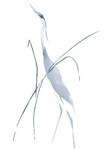 Heron Tattoo, Heron Art, Sumi E Painting, Watercolor Projects, 수채화 그림, Japanese Painting, Zen Art, Watercolor Inspiration, Watercolor Drawing