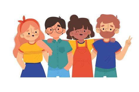 Four Friends Illustration, 5 Friends Illustration, Group Of Friends Illustration, Friend Group Illustration, Two People Drawing, Friends Illustration Art, Friend Group Drawing, Best Friend Illustration, Best Friends Drawing