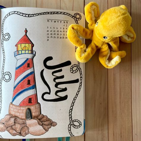 Hello everyone, this is my cover page for July, hope you like it! ☺️ #bujo #coverpage #bujocoverpage #bulletjournal #bulletjournalideas #bujojuly #mybujo #seainspired #bujodrawing #lighthouse #bujolettering #letteringart #bujoideas #bujocommunity #instabujo #luglio #agendapersonalizada #newartwork #bujoinspiration #bujoitalia #calendar #sealifeart #drawing #mareprofumodimare Bujo Cover Page, July Bujo, Bujo Cover, Sea Life Art, Sea Inspired, Bujo Inspiration, Cover Page, Letter Art, Cover Pages