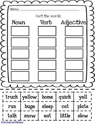 Nouns And Verbs Worksheets, Grammar Help, 2nd Grade Grammar, Materi Bahasa Inggris, Adjective Worksheet, Nouns Verbs Adjectives, Nouns Worksheet, Nouns And Adjectives, 1st Grade Writing