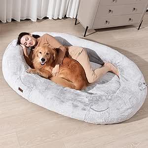 Human Dog Bed for People Large - Bean Bag Adult Size Giant Extra Sized for Kid Waterproof and Washable Anti-Slip Grey 74"x50"x12" Large Bean Bag Bed, Dog Bed For People, Giant Dog Beds, Human Dog Bed, Human Dog, Bean Bag Bed, Large Bean Bags, Giant Dogs, Orthopedic Dog Bed