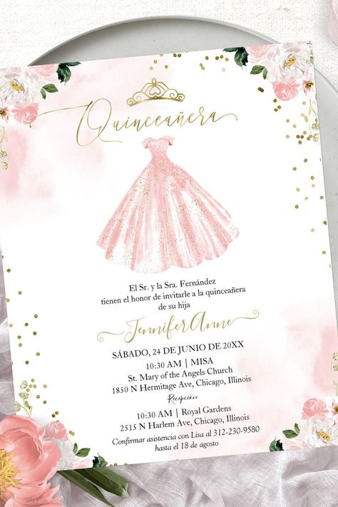 Budget Spanish Quinceanera Invitation Floral Quinceanera Invitation, Invitation Floral, Quinceanera Invitations, Floral Invitation, Quinceanera, Blue Bird, Budgeting, Created By, Stars