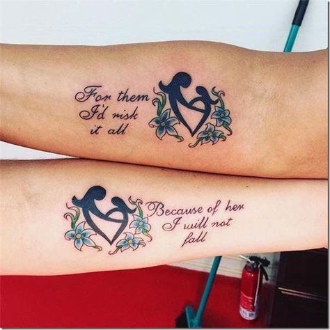 Mother daughter tattoo Mother Daughter Infinity Tattoos, Good Family Tattoo, Tato Nama, Mommy Daughter Tattoos, Faith Tattoos, Quote Tattoo Ideas, Family Quotes Tattoos, Mother Son Tattoos, Tattoo Quotes For Men