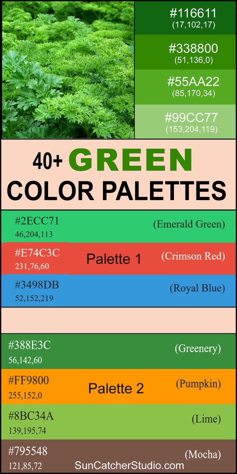 Green Color Palette (Combinations, Schemes & Ideas) – DIY Projects, Patterns, Monograms, Designs, Templates Green Color Palettes, Color Palette Combinations, Green Color Trends, Magical Colors, Green Color Combinations, Green Color Palette, All Pins, Willow Green, Color Combinations For Clothes