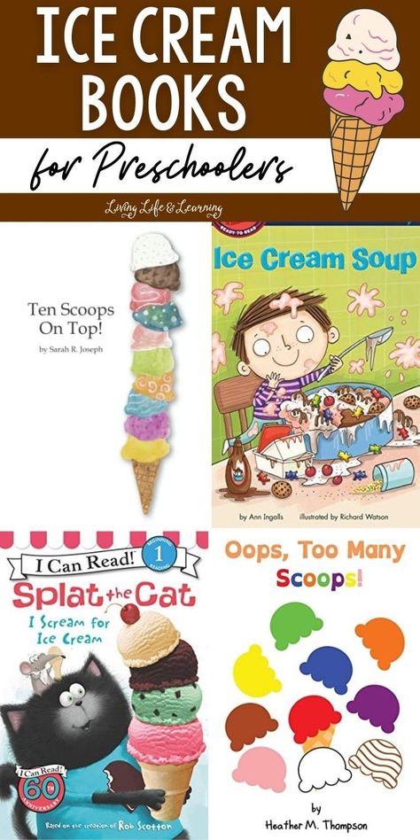 Ice Cream Books for Preschoolers Homeschool Summer, Summer Activity For Kids, Books For Preschoolers, Preschool Activity Books, Summer Homeschool, Fun Stories, Ice Cream Theme, Summer Ice Cream, Educational Content