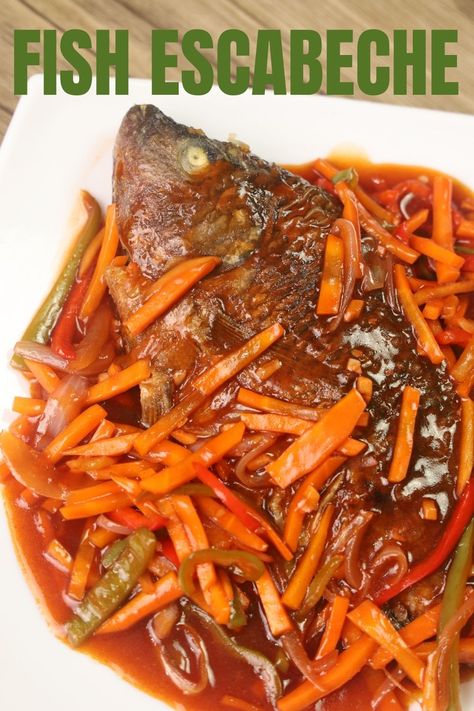 How To Cook Escabeche, Tilapiang Escabeche is made of Sweet and Sour Sauce and Fried Fish. Best Serve As Main Dish, This Recipe is Best Specially during Lenten Seasons. #fishescabeche #escabeche #howtocookescabeche Fish Escabeche Filipino, Escabeche Recipe Filipino, Ulam Pinoy Filipino Recipes Main Dishes, Bisaya Recipe, Pinoy Ulam, Fish Escabeche, Escabeche Recipe, Best Filipino Recipes, How To Cook Tilapia