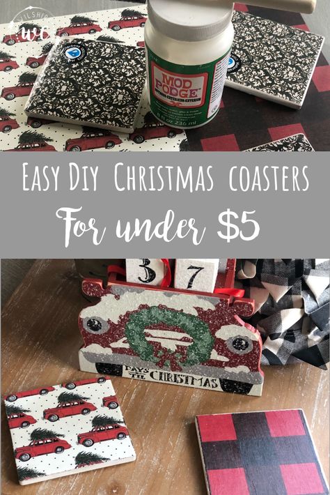 Diy Christmas Coasters, Diy For Christmas, Crafts For Gifts, Christmas Crafts For Adults Diy, Crafts For Adults Diy, Dollar Tree Christmas Decor, Christmas Crafts To Sell, Christmas Gifts For Teen Girls, Easy Diy Christmas Gifts