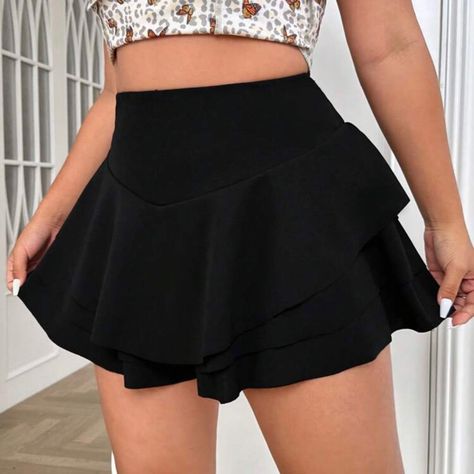 Black ruffle skirt