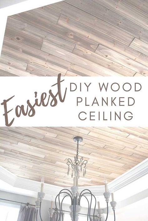 Cheap Ceiling Ideas, Planked Ceiling, Statement Ceiling, Ceiling Remodel, Covering Popcorn Ceiling, Wood Plank Ceiling, Shiplap Ceiling, Tongue And Groove Ceiling, Plank Ceiling