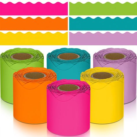 PRICES MAY VARY. Adequate Quantity and Diverse Colors: package includes 6 rolls of classroom bulletin board borders in 6 colors, adequate quantity and diverse colors can easily meet your various decoration demands, and you can also share with your family and friends Long Enough for Long Term Using: each bulletin board trim measures approx. 32.8 feet/ 10 meters in length and 2.25 inches/ 5.72 cm in width, a total length of 196.8 feet, the long enough size can provide you with long term using Wate Decorations For Classroom, Classroom Back To School, Back To School Decor, Colorful Bulletin Boards, Bulletin Borders, Classroom Borders, Bulletin Board Paper, Color Office, Thanksgiving Classroom