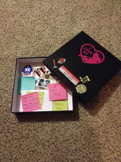 "Memory Box" I made for my boyfriend for our 1 year anniversary Couple Holidays, Memory Ideas, Anniversary Diy, Couples Holiday, Memories Box, Boyfriend Diy, 1 Year Anniversary, Gifts For Boyfriend, Creative Valentines